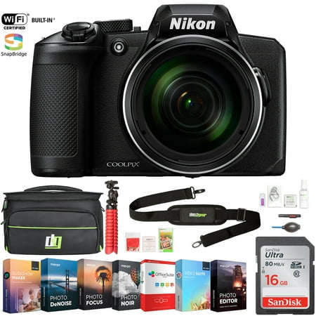 Nikon COOLPIX B600 16MP 60x Optical Zoom Digital Camera w/ Built-in Wi-Fi (26528) - Black w/ 16GB Deluxe Accessory Bundle Includes Deco Gear Camera Bag and Photo and Video Professional Editing