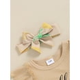thumbnail image 6 of FEORJGP Infant Baby Girl Summer Outfits 0-18M Kids Toddler Fly Sleeve Rompers Letter Print Jumpsuits Fruits Print Bowknot Shorts Headband Little Girlscs Casual Clothes Set for Daily Vacation, 6 of 7