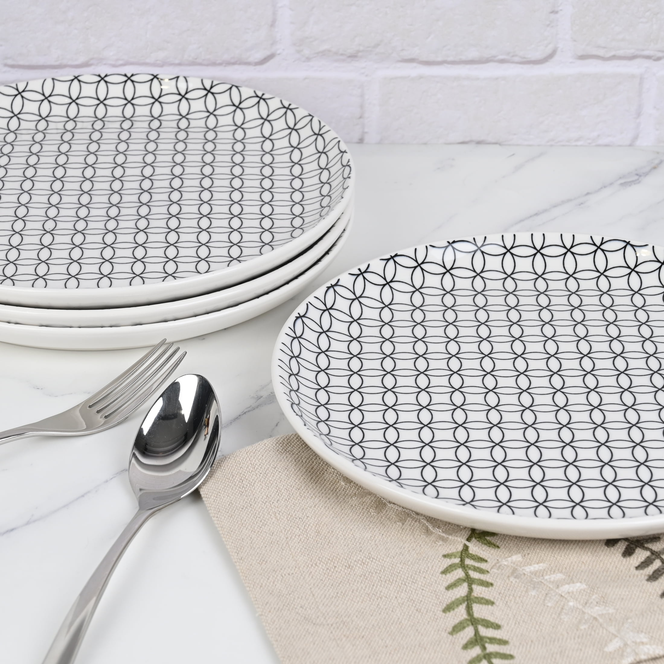 Mainstays Alessandra Black 4-pack Stoneware Dinner Plate Set, 10.2", MS DINNER PLATE BLACK