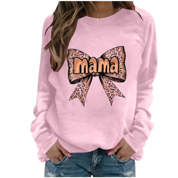Xuyuer Women's Printed Long Sleeve Round Neck Casual Hoodless Sweatshirt, Comfortable Pullover Top for Mother's Day Gifts, Family Events and Relaxed Everyday Wear