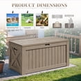 thumbnail image 7 of Devoko 122 Gallon Outdoor Patio Box Deck Plastic Resin Storage Box Backyard, Light Brown, 7 of 7