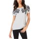 thumbnail image 2 of INC - Camiseta adornada con apliques florales para mujer, gris, extragrande, 2 of 2