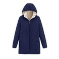 thumbnail image 4 of Tungbrin Women's Plus Size Fleece Lined Jackets Solid Long Sleeve Hooded Parkas with Pockets Fall Winter Long Warm Cozy Coat, 4 of 4