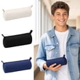 thumbnail image 7 of Cylindrical Pencil Case,Large Capacity Zipper Canvas Stationery Pouch,Spacious Storage Bag for Daily Desk Organizer,Travel Carry,Black, 7 of 7