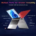 thumbnail image 5 of 15.6 FHD Laptop Student Laptop 16GB RAM 1TB SSD Intel Pentium Quad-Core N100 Processor (Up to 3.4GHz) Backlit Keyboard privacy camera Fingerprint WiFi 6 BT5.2 Business-Laptop Windows 11 Laptop-Red, 5 of 7