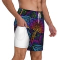 thumbnail image 3 of Goofa Indian Mandalas Dragonfly Printed Men's Swim Trunks Board Shorts Quick Dry Mens Swimming Trunks with Compression Liner,Breathable Fit Hawaii Beach Shorts-Large, 3 of 9