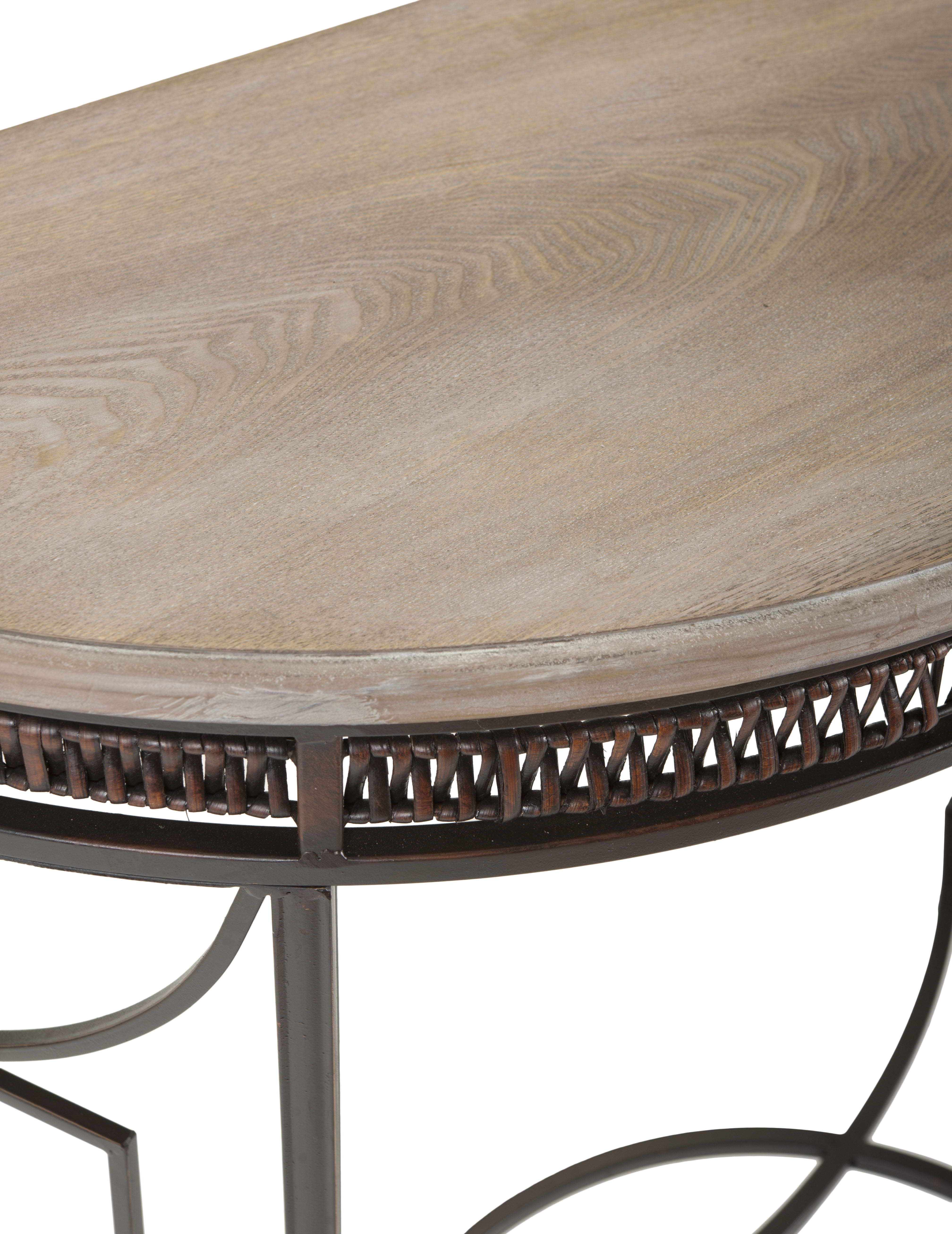 SAFAVIEH Rosalie Traditional Rustic Demilune Console, Copper/Maple