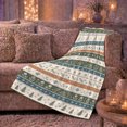 thumbnail image 6 of Blue Winter Stripe Pattern with Moon and Snowflakes, Peaceful Nordic Style for Holiday Lovers, Frosty Icon Rows and Christmas Gift, Cozy Flannel Blanket for Bedroom and Guest Room, Home Decor, 6 of 9