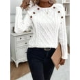 thumbnail image 6 of Women'S Winter Sweaters Trendy Knit Button Detail Raglan Sleeve Sweater Fashion Sweater White S, 6 of 10