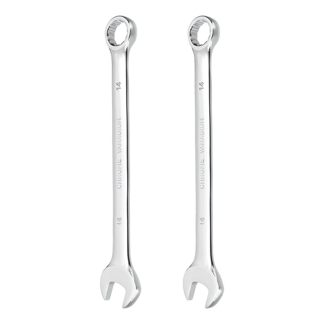 2Pcs Combination Wrench 14mm Metric 12-Point Box and Open End CR-V Steel Spanner
