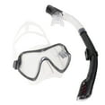 thumbnail image 1 of BRIGHTFUFU 1 juego de máscara de esnórquel de silicona, kit de respirador, juego de espejo de esnórquel, traje de esnórquel de silicona para hombres y mujeres (negro transparente), 1 of 7