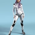 thumbnail image 2 of Combinaison Intégrale Imprimée 3D Robot Squelette pour Femmes Halloween avec Fermeture Éclair Arrière Col Roulé, 2 of 8