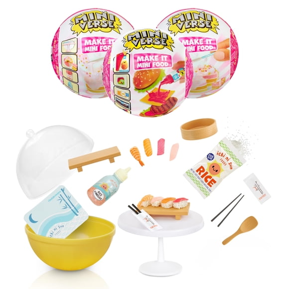 Set de 3 Mini Comidas Sushi de la Serie Make It Mini Food de MGA's Miniverse