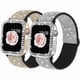 thumbnail image 1 of wonima44 2 Pack Bling Stretchy Watch Bands Compatible with Apple Watch Band 40mm 41mm 44mm 45mm iWatch Series 9 8 7 6 5 4 SE, Adjustable Nylon Wristband with Shiny Case for Women Girls, 1 of 1