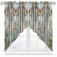 thumbnail image 2 of Purple Vintage Stained Glass Swag Curtain Valance for Windows, Flowers Butterfly Window Treatments Short Swag Topper for Kitchen Windows Bathroom Bedroom, 36"x63", 2 of 8