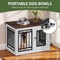 thumbnail image 6 of Uforic 28" Dog Crate Furniture, Wooden Indoor Dog Kennel with Adjustable Feet and 2 Removable Bowls, Dog Crate Side End Table, White, 6 of 9