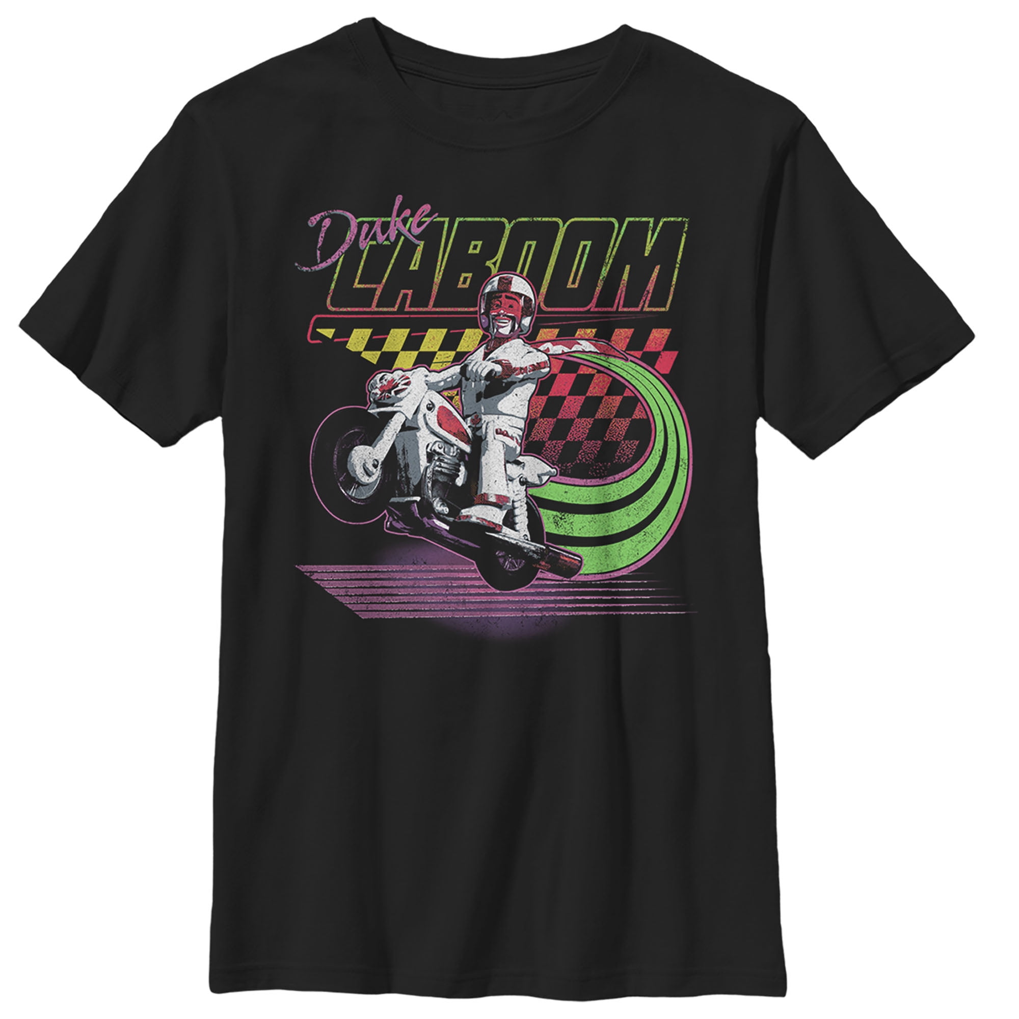 Boy s Toy Story Duke Caboom Neon Race Graphic Tee Black Medium