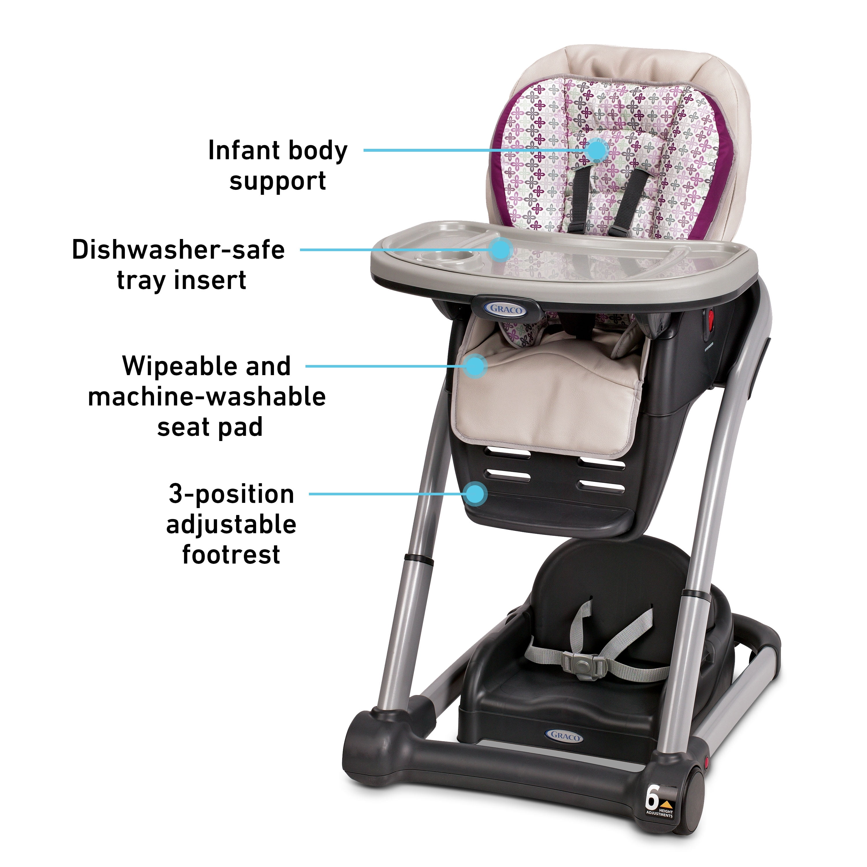 Graco Blossom™ 6-in-1 Convertible Highchair, Nyssa 