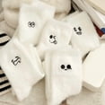thumbnail image 4 of Bibifish Womens Socks Mid Tube Fuzzy Socks White Non Slip Socks With Cute Dog Embroidery Cozy Soft Fluffy Girls Mid Floor Socks, 4 of 5