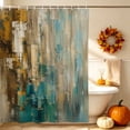 thumbnail image 3 of Teal Brown Abstract Shower Curtain, Waterproof Shower Curtains for Bathroom, Vintage Mottled Gradient Modern Art Washable Fabric Bathtub Curtain Set Bath Decor with 12 Hooks Long 72"x84", 3 of 8