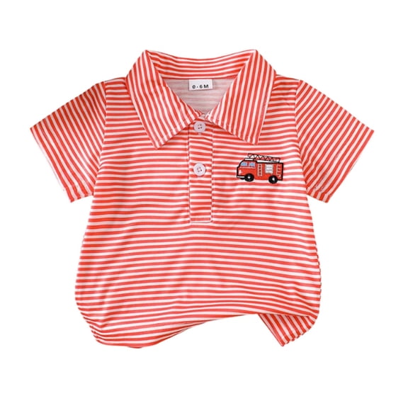 YAYUBA Shirts for Toddler Boys Crew Neck Graphic T-Shirts Back To School Short Sleeve T Shirt Loose Soft Holiday Shirts Preppy T Shirts for Boys and Girls, 12-18 Months, Red