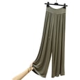 thumbnail image 4 of Womens Plus Size Wide Leg Palazzo Pants Drawstring Elastic Waist Pleated Flowy Trousers Fashion Vacation Workout Pants Army Green, 4 of 5