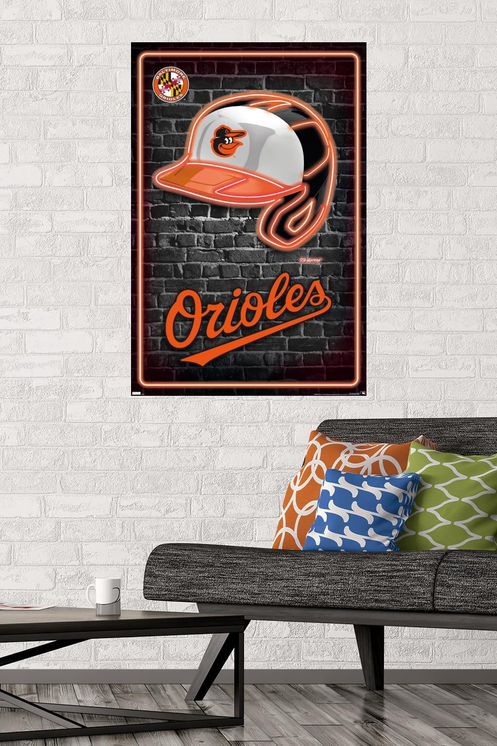 MLB Baltimore Orioles - Neon Helmet 23 Wall Poster, 14.725" x 22.375" Framed