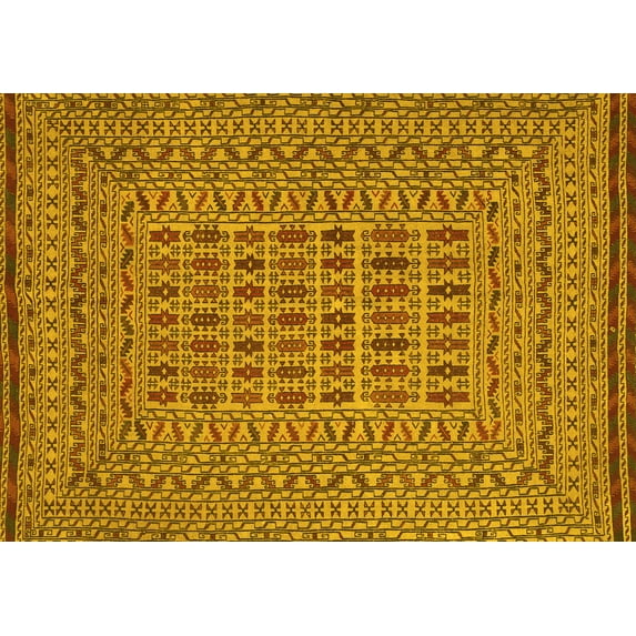 Ahgly Company Indoor Rectangle Southwestern Yellow Country Area Rugs, 7' x 10'