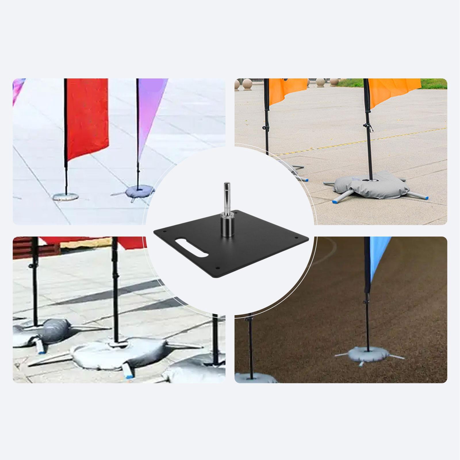 CarpNettore Feather Flag Base Square Iron Plate Weatherproof Advertising Heavy Duty Versatile Black Easy Installation Outdoor Accessories