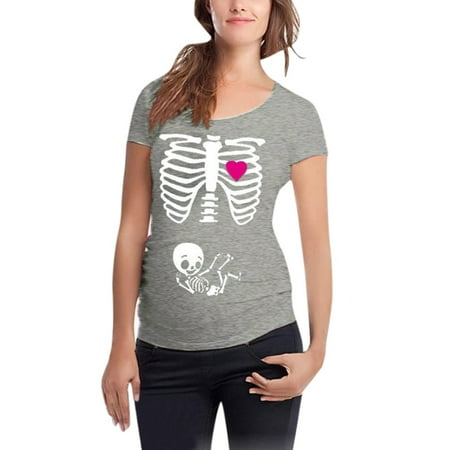 

Mnycxen Women Maternity Short Sleeve Skeleton Print Tops T-Shirt Pregnant Casual Clothes