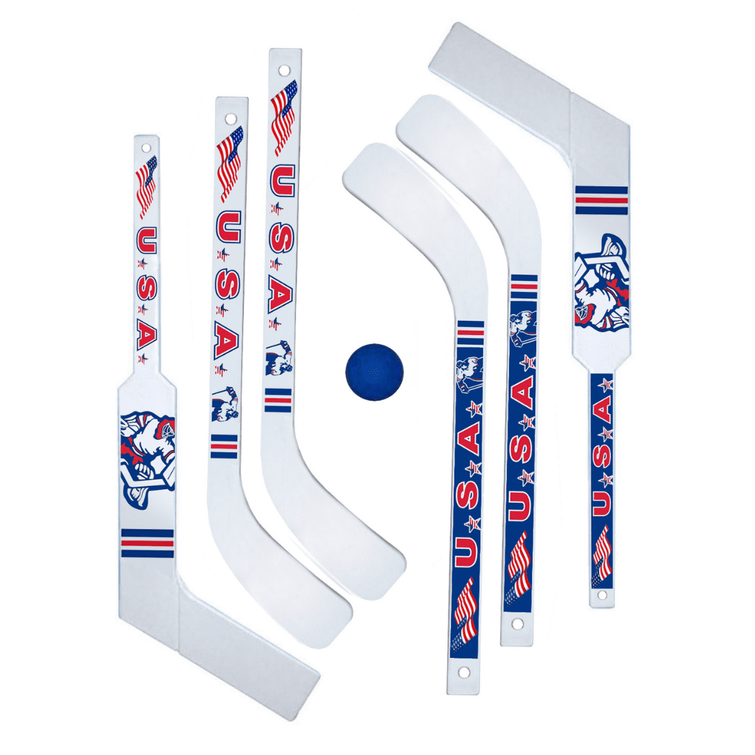 Millside USA Mini Hockey Set – 6 Durable Mini Sticks & 1 Foam Ball – Indoor/Outdoor Rec Floor Hockey Set