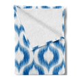 thumbnail image 2 of Ikat Soft Flannel Fleece Throw Blanket, Ikat Damask Linked Motifs Pattern Blurry over Finer Tied Warp and Weft Yarns Design, Cozy Plush for Indoor and Outdoor Use, 70" x 90", Blue White, by Ambesonne, 2 of 5