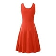 thumbnail image 2 of Innerwin Robe d'Été de Plage Col Rond Femmes Robes Midi Fête Couleur Unie Robe Longue Orange m, 2 of 3