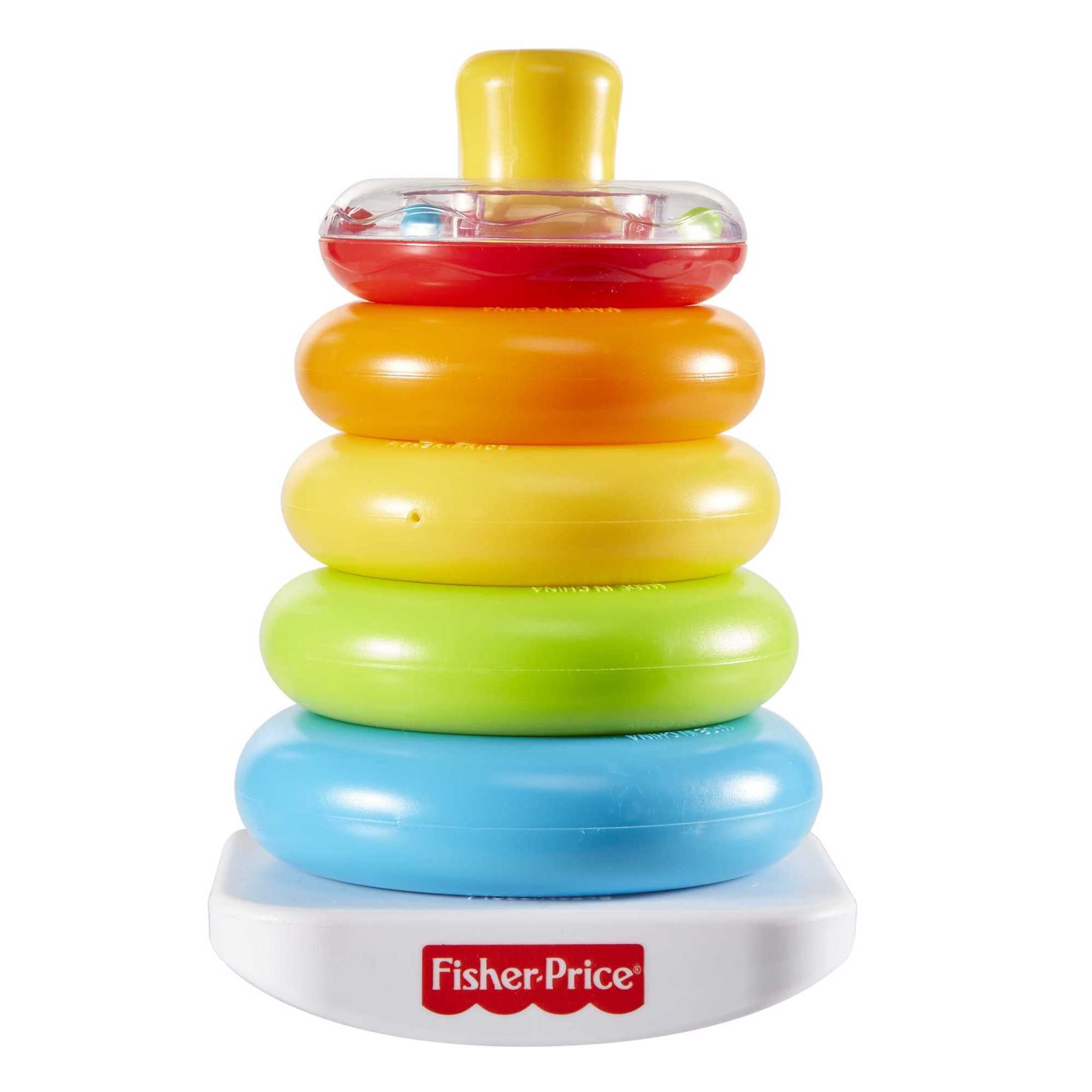 Fisher-Price Baby Stacking Toy Rock-a-Stack, Roly-Poly Base with 5 Colorful Rings for Ages 6+ Months