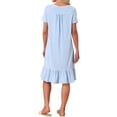 thumbnail image 3 of INSPIRE CHIC Women's Victorian Nightgown Princess Lace Ruffle Short Sleeve Cotton Sleepwear Loungewear L Blue, 3 of 6