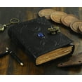 thumbnail image 5 of Vintage Leather Journal with Semi Precious Stone Black Triple Moon Design 200 pages Antique Deckle Edge Paper - Book of Shadows, Grimoire Journal, for Men and Women 7x5 inch, 5 of 6