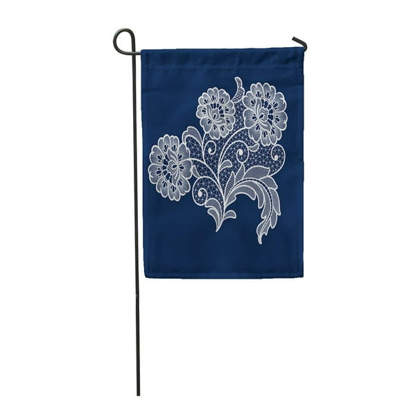 NUDECOR Pattern Lace Flowers Decoration Element Crochet Embroidery Vector Ornament Victorian Garden Flag Decorative Flag House Banner 28x40 inch