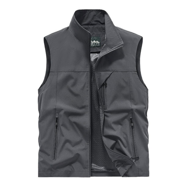 Chaleco sin mangas de imitación de cuero para hombre, chaqueta de club de motociclistas: cremallera frontal, múltiples bolsillos, para montar en moto/ropa urbana (M-XXXXXXL)
