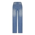thumbnail image 3 of Women's Distressed Jeans Mid Rise Stretchy Straight Leg Denim Pants Classic Vintage Slimming Denim Trousers Pants Loose Casual Street Wear, 3 of 6