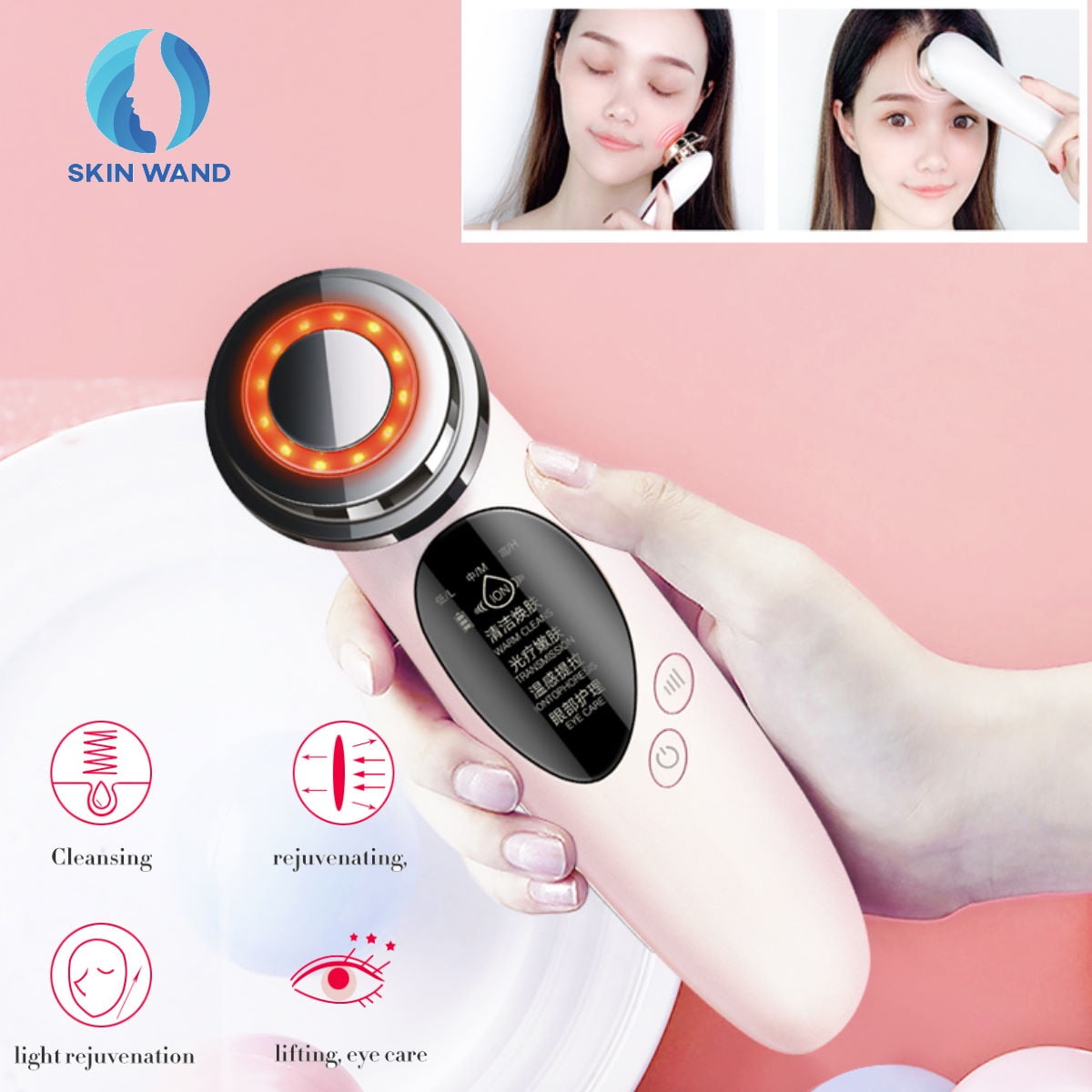 Rejuvenating Ion LED Light Machine Newest Version -  RF Hydrating Therapy Device, Tighten Skin & Wrinkles, Lift & Firm Around & Under Eyes