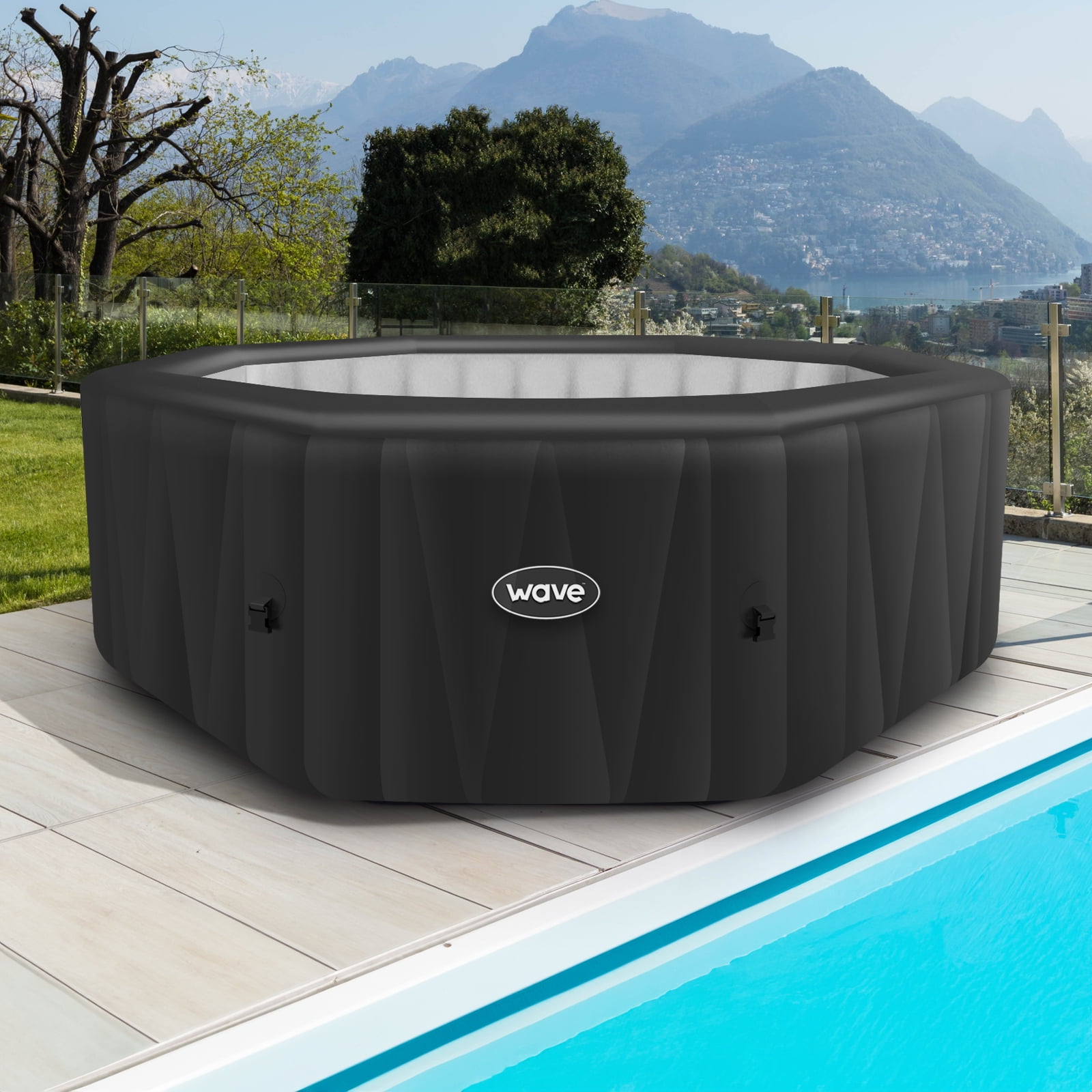 Wave AEGEAN, baignoire à remous et spa, tout intégré, efficace, gonflable 6 personnes, octogonal : GRIS