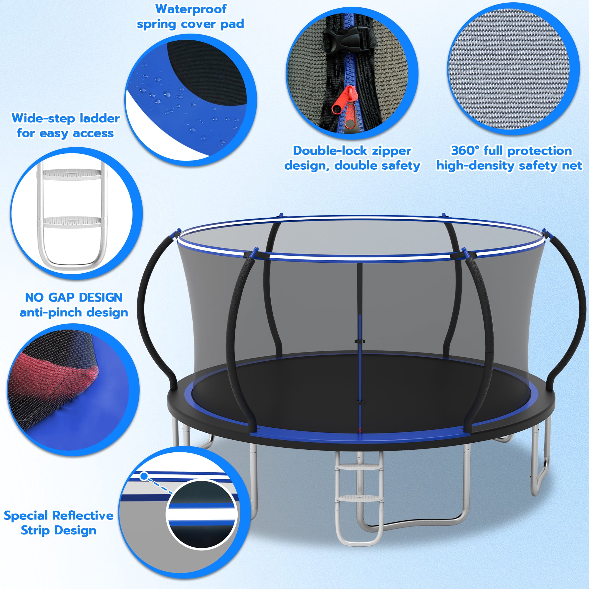 Cochan Trampoline 16 FT for Kids and Adults, 1500LBS Ourdoor 16FT Trampoline with Enclosure Net and Ladder, Heavy Duty Trampoline for 8-9 Children, Anti-Rust, Easy Assembly, Birthday Gift