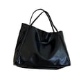 thumbnail image 2 of Womens Black Faux Faux Leather Tote Bag, Everyday Shoulder Bag & Work Tote Purse, Lightweight Versatile Carryall,Size Free Size, 2 of 7