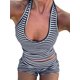 thumbnail image 3 of Conjuntos de 2 Piezas para Mujer: Conjuntos de Estar por Casa A Juego, Top con Lazo y Cuello Halter, y Pantalones Cortos de Cintura Alta. Azul y Ocultos S, 3 of 8