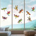 thumbnail image 1 of Hermosas pegatinas de ventana adhesivas estáticas de doble cara de libélula - Pegatinas de ventana anticolisión de libélula para pájaros (10 piezas, color) ZefeiWu 8390615014168, 1 of 1