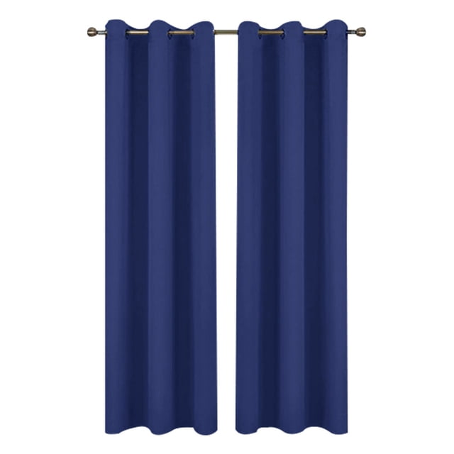Langgg 2 Pcs Rideau Occultant pour Fenêtre de Maison Salon Chambre Design à Illets en Microfibre Pare-Soleil, Bleu