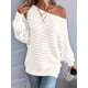 thumbnail image 5 of Suéteres de Otoño para Mujer, Hombros Descubiertos, Mangas Murciélago, Tops de Punto Texturizados, Suéter Extragrande de un Solo Hombro. Benbai L, 5 of 8