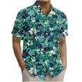thumbnail image 3 of Yteetum Men's Short Sleeve Shirts Floral Print Hawaiian T Shirt Casual Button Down Short Sleeve Lapel Beach Summer T-Shirts, 3 of 7