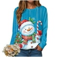 thumbnail image 4 of Kaprioy Womens Cute Christmas Sweatshirts Oversized Long Sleeve Casual Santa Claus Prints Pullover Fall Fashion Clothing Sky Blue, L, 4 of 6