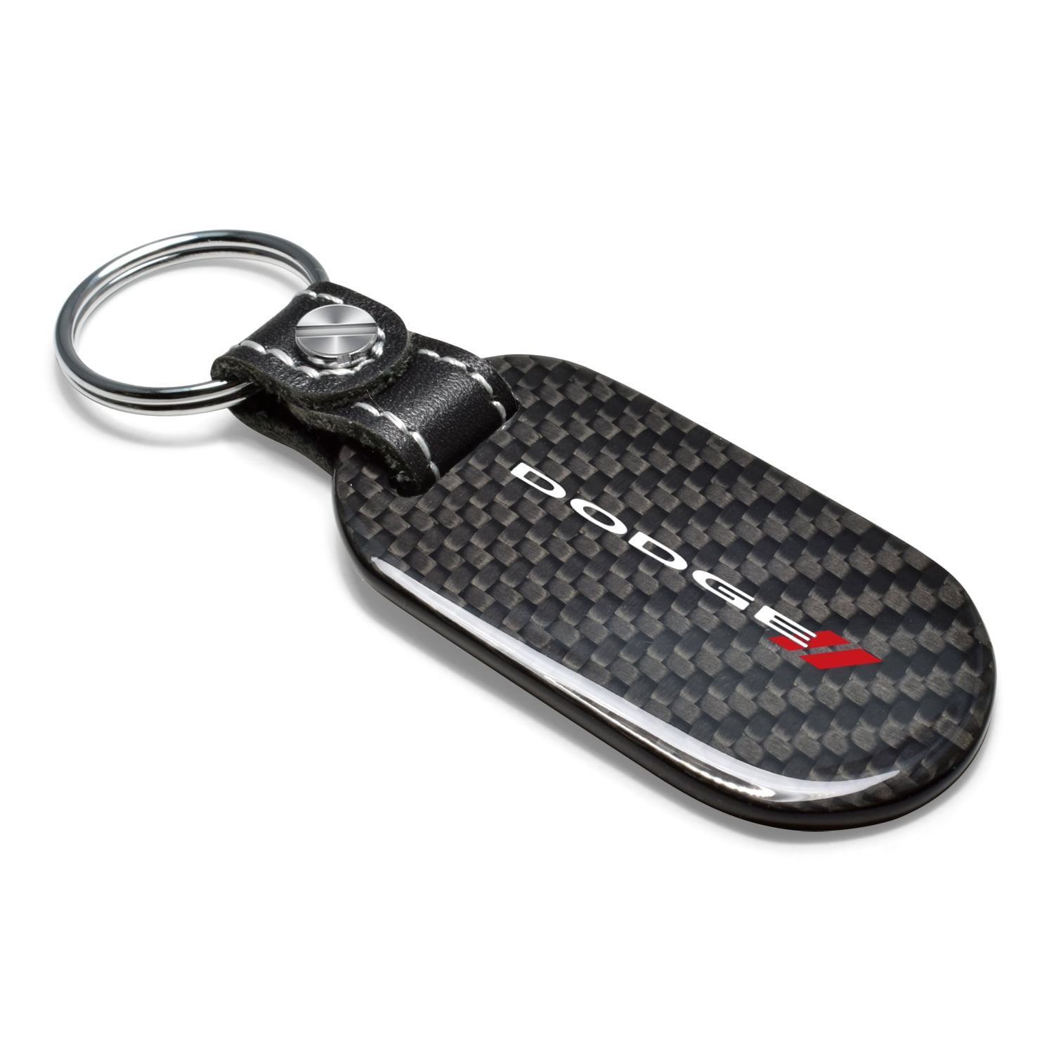 Dodge Logo 100% Real Carbon Fiber 3 mm Thick Tag Style Key Chain Keychain